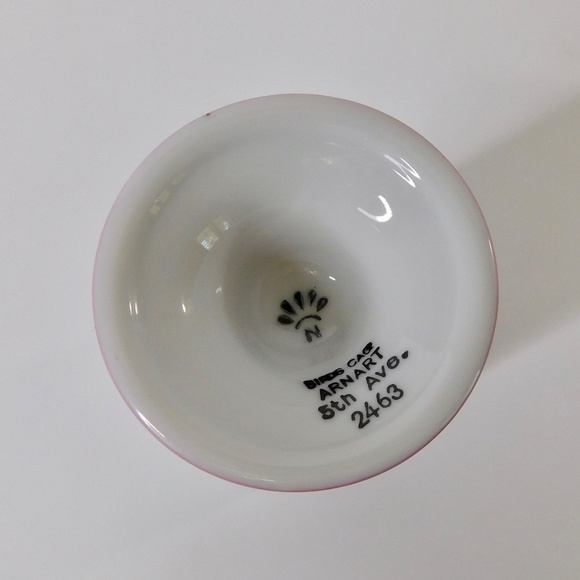 Vintage ARNART 5th Ave Birds Floral Footed Pedestal Mug Coffee Tea Pink White - Picture 7 of 9